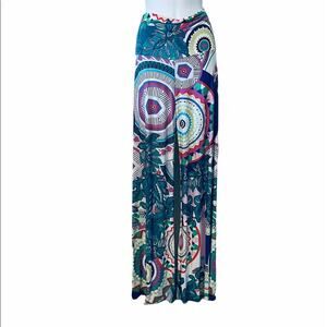 Uptown USA vibrant boho fold over wide leg pants